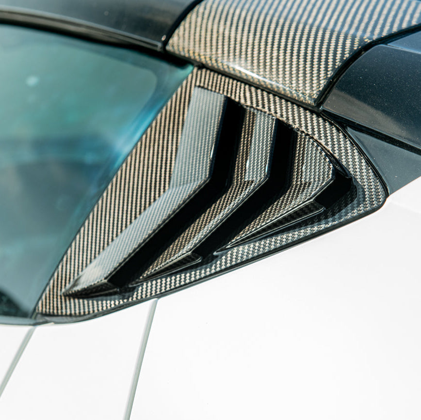 2020-Up Corvette C8 DRY Carbon Fiber Side Quarter Window Louver Sun Shade Cover image 3