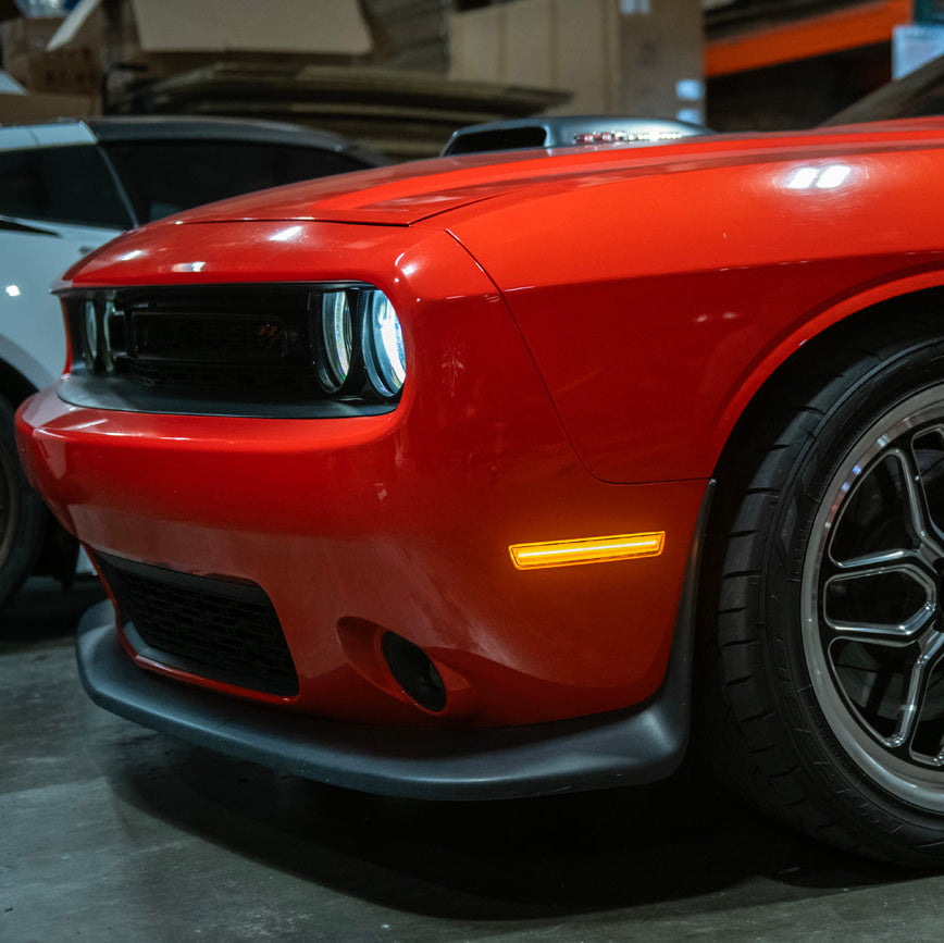 2015-23 Dodge Challenger | Front Bumper Amber LED Reflector Side Marker Light image 5