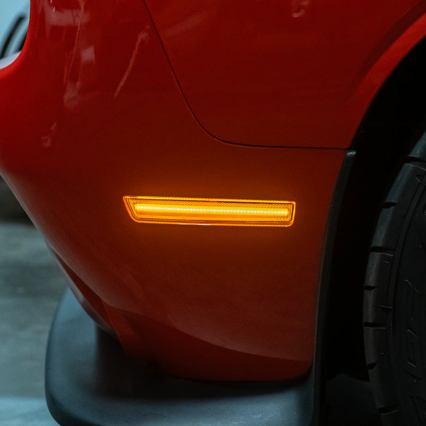 2015-23 Dodge Challenger | Front Bumper Amber LED Reflector Side Marker Light image 51
