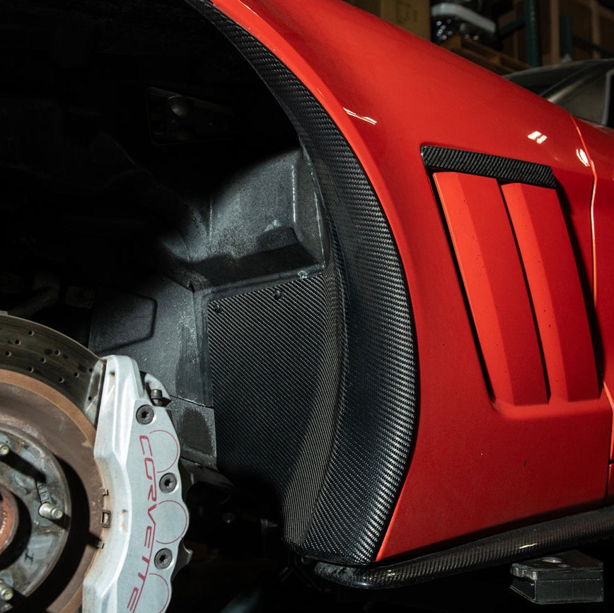 Corvette C6 Carbon Fiber Factory Style Front Fender Rear Extension Splash Guards image 17