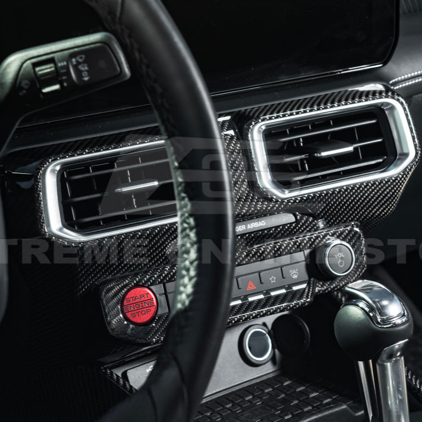 2024-Up Ford Mustang Single Screen Interior DRY CONBON FIBER Center Console Cover image 5
