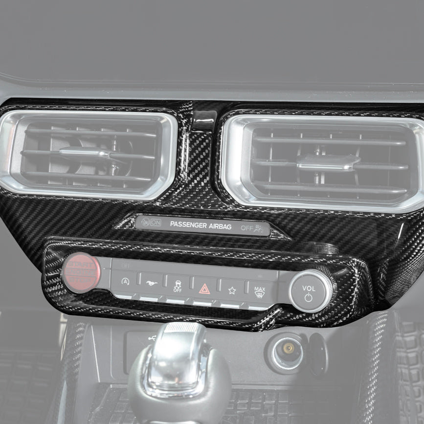 2024-Up Ford Mustang Single Screen Interior DRY CONBON FIBER Center Console Cover image 2