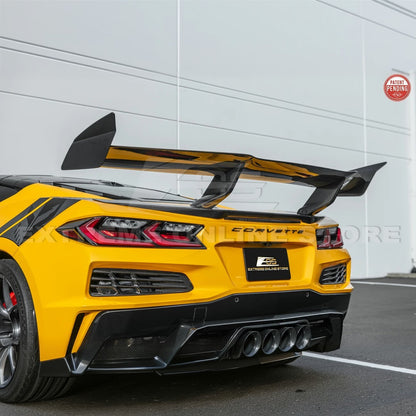 Corvette C8 ZR1 Style DRY CARBON FIBER Rear High Wing Spoiler Bracket image 5