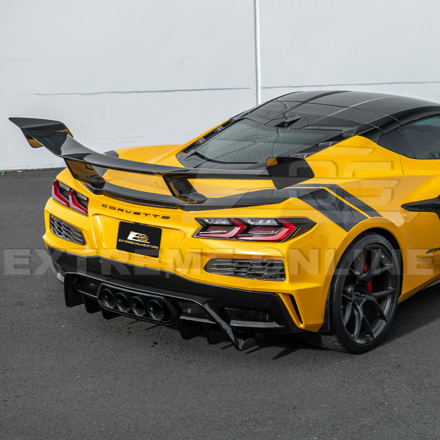 Corvette C8 ZR1 Style DRY CARBON FIBER Rear High Wing Spoiler Bracket image 9