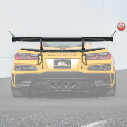 Corvette C8 ZR1 Style DRY CARBON FIBER Rear High Wing Spoiler Bracket image 3