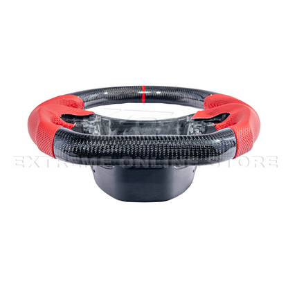 Chevrolet Corvette C7 Red Leather Red Stitching Carbon Fiber Steering Wheel image 4