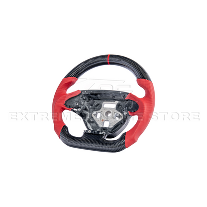 Chevrolet Corvette C7 Red Leather Red Stitching Carbon Fiber Steering Wheel image 7