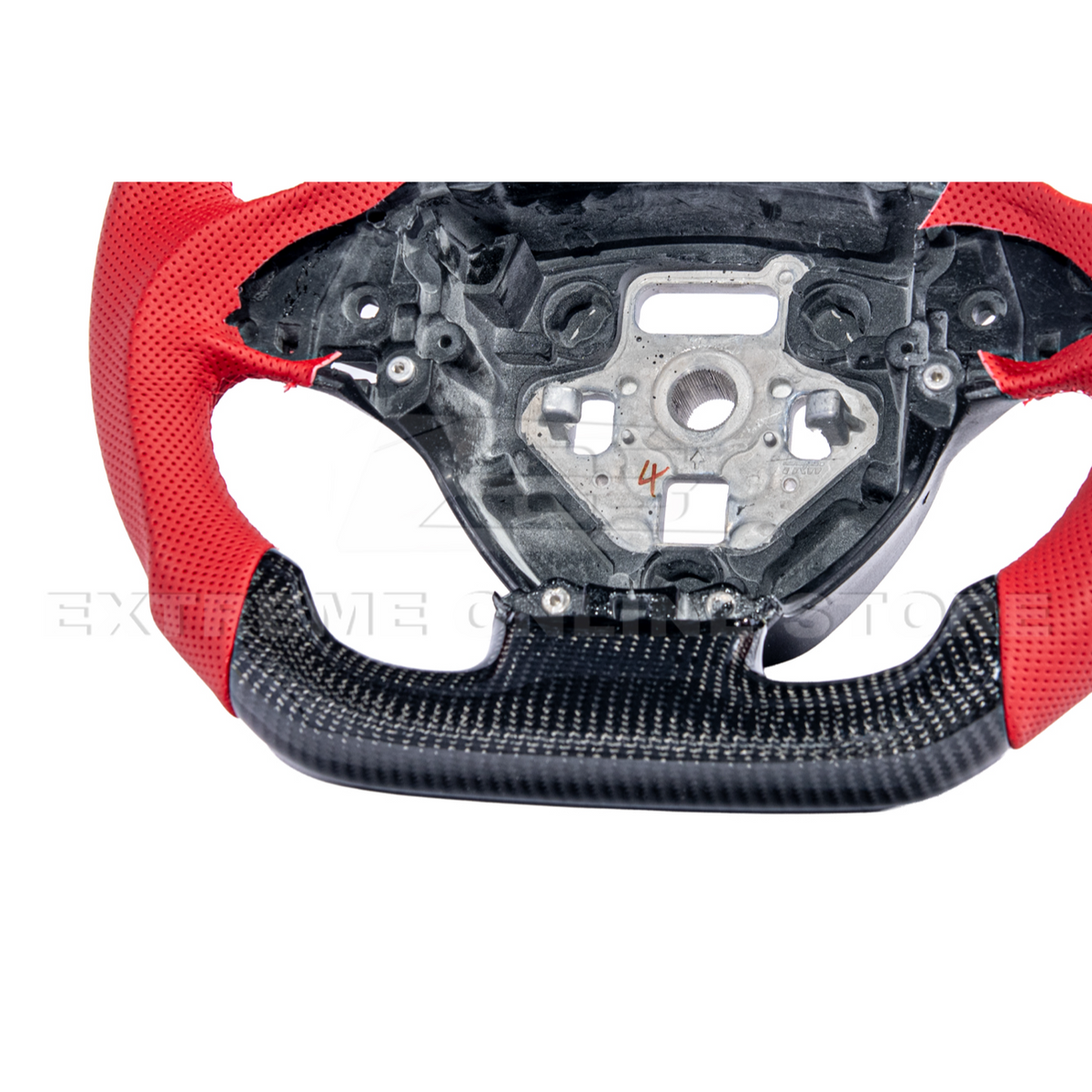 Chevrolet Corvette C7 Red Leather Red Stitching Carbon Fiber Steering Wheel image 8