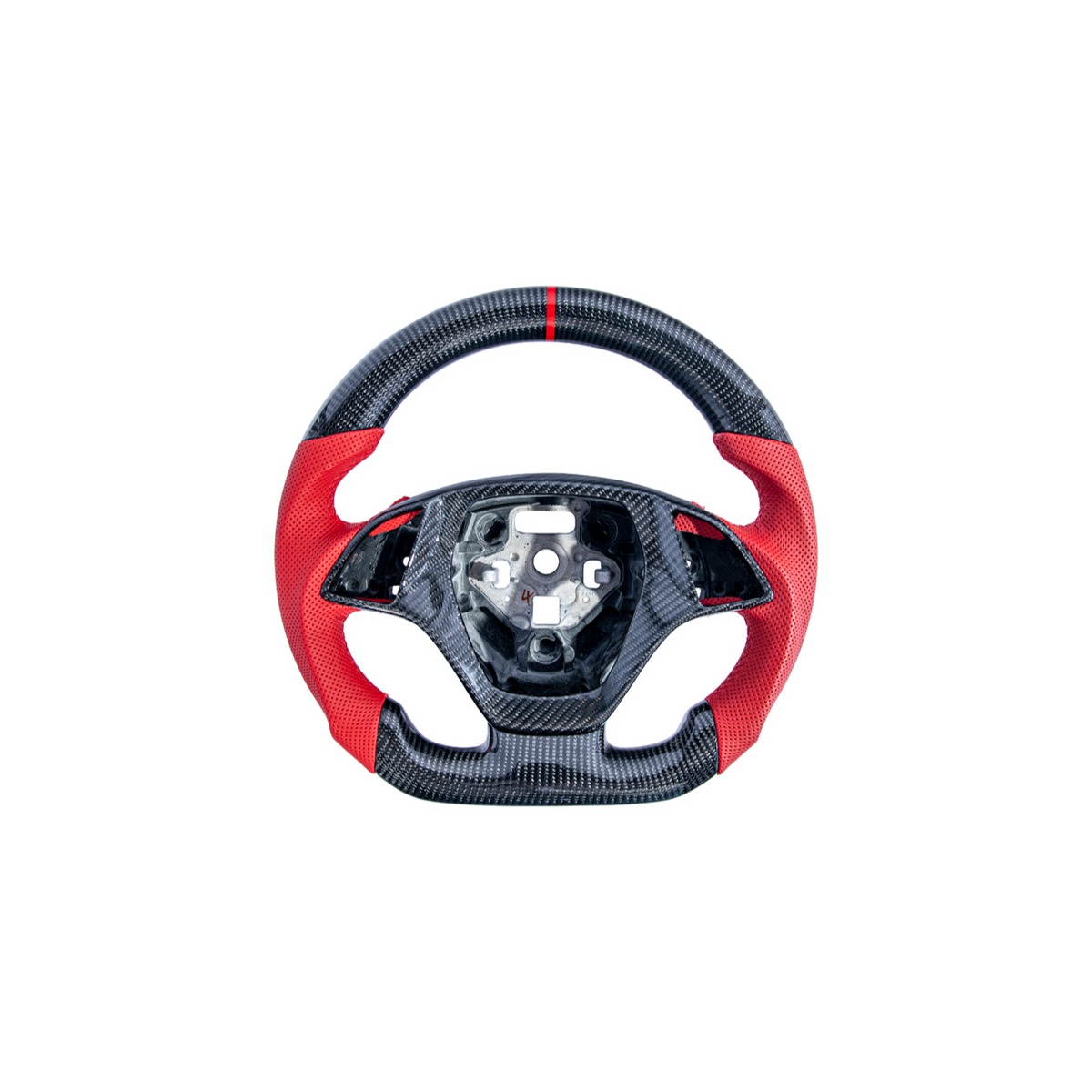 Chevrolet Corvette C7 Red Leather Red Stitching Carbon Fiber Steering Wheel image 3