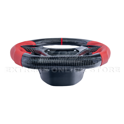 Chevrolet Corvette C7 Red Leather Red Stitching Carbon Fiber Steering Wheel image 9