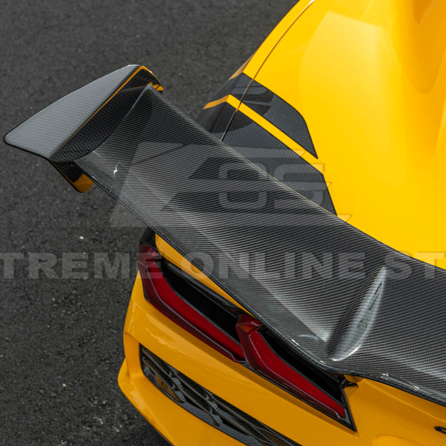 Corvette C8 ZR1 Style DRY CARBON FIBER Rear High Wing Spoiler Bracket image 18