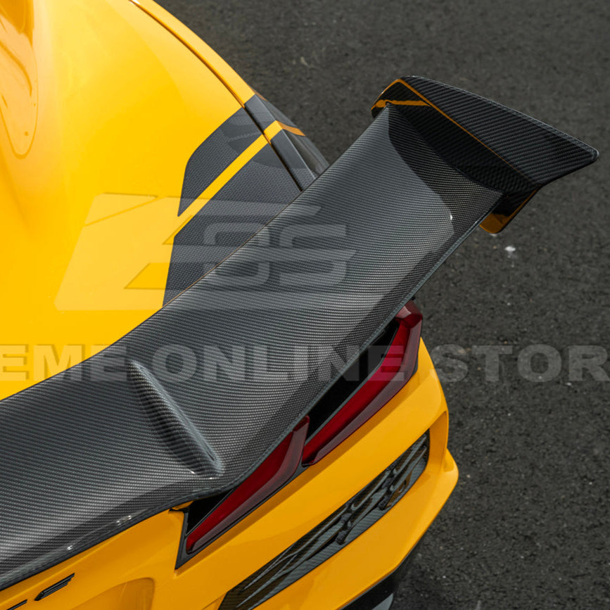 Corvette C8 ZR1 Style DRY CARBON FIBER Rear High Wing Spoiler Bracket image 19