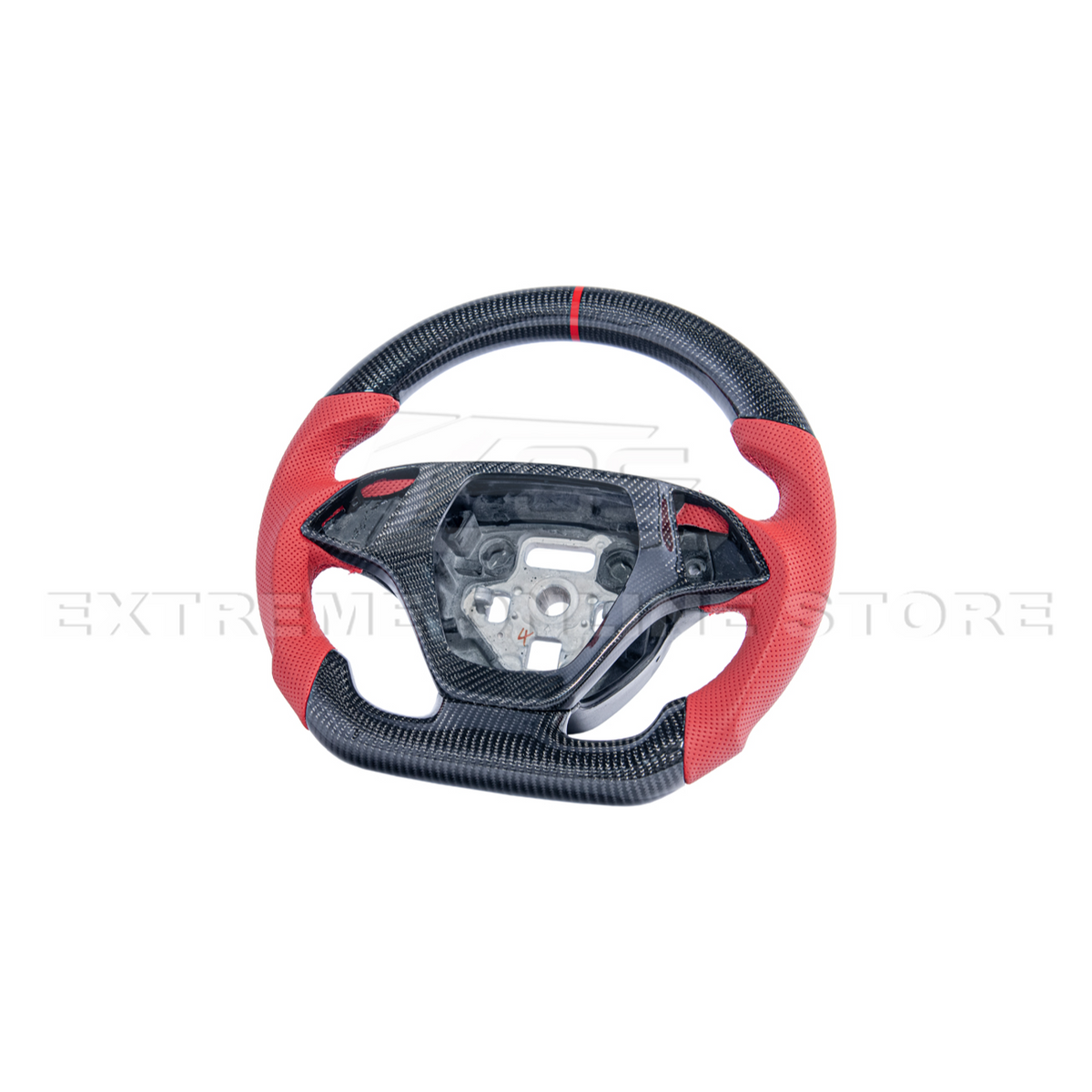 Chevrolet Corvette C7 Red Leather Red Stitching Carbon Fiber Steering Wheel image 12