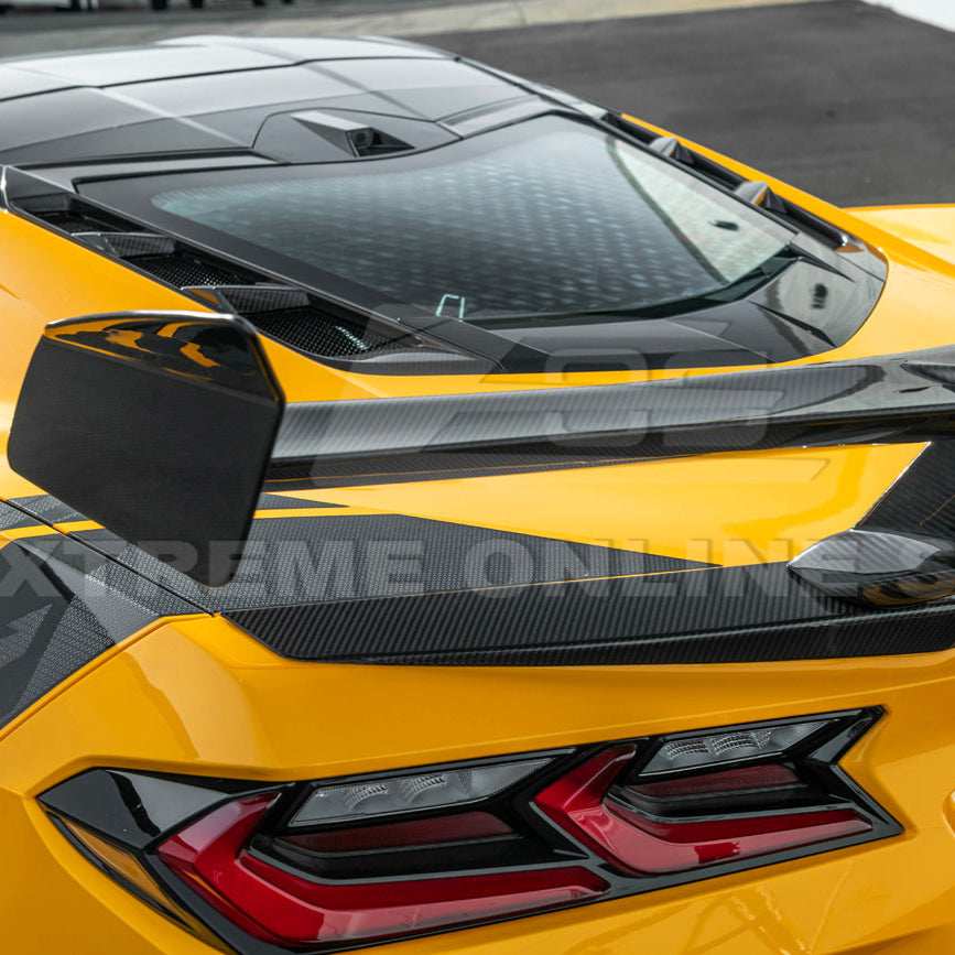 Corvette C8 ZR1 Style DRY CARBON FIBER Rear High Wing Spoiler Bracket image 20