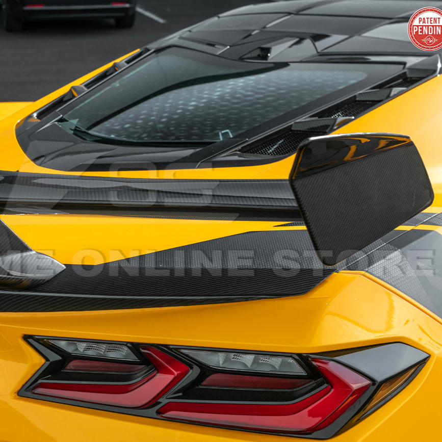 Corvette C8 ZR1 Style DRY CARBON FIBER Rear High Wing Spoiler Bracket image 23