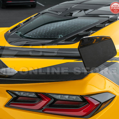 Corvette C8 ZR1 Style DRY CARBON FIBER Rear High Wing Spoiler Bracket image 23
