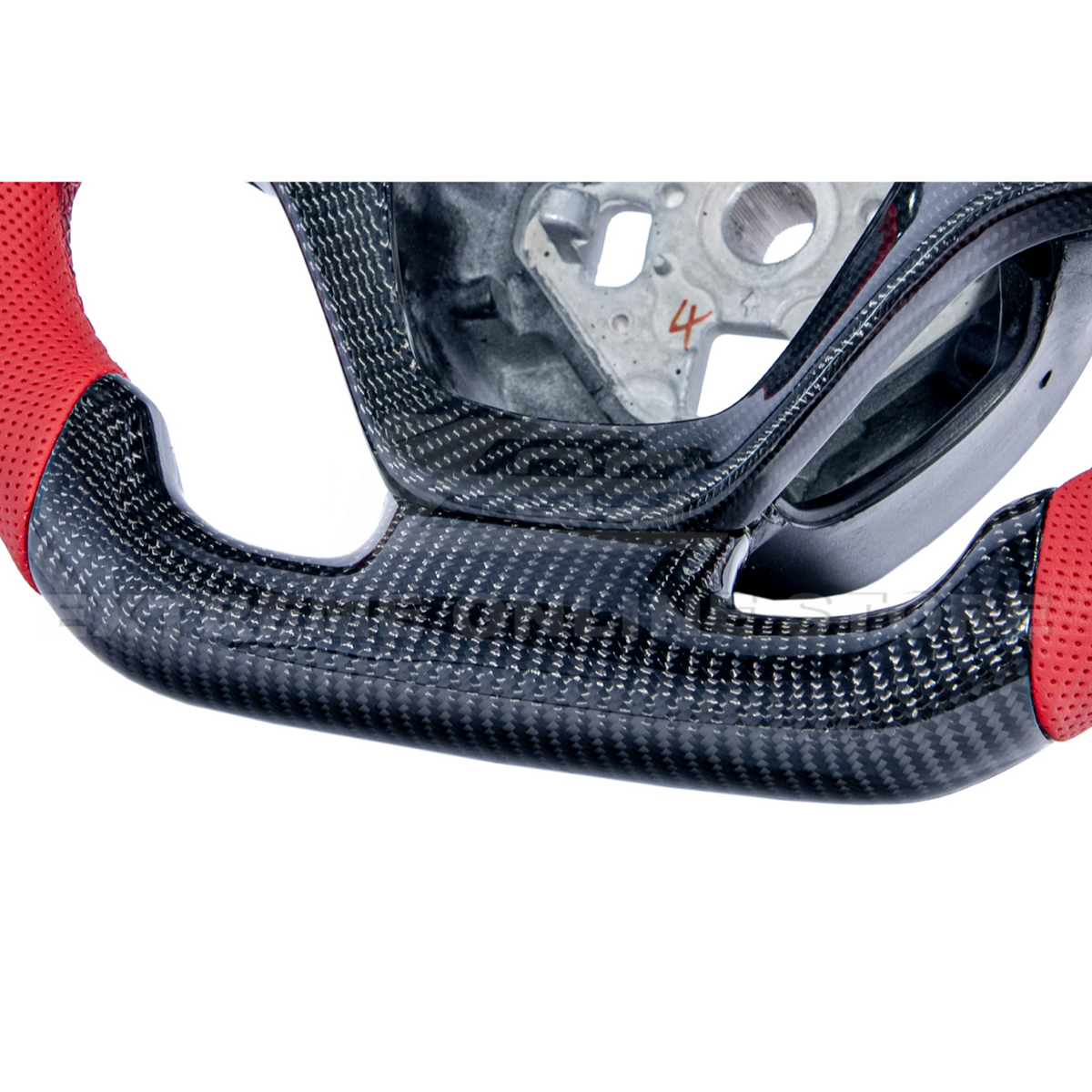 Chevrolet Corvette C7 Red Leather Red Stitching Carbon Fiber Steering Wheel image 13