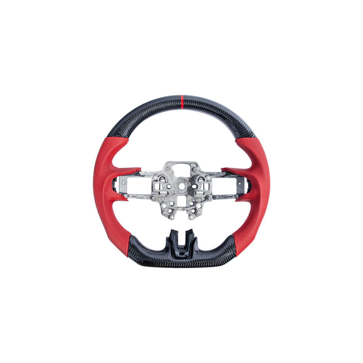 2015-23 Mustang Red Leather Red Stitching Carbon Fiber Steering Wheel image 13