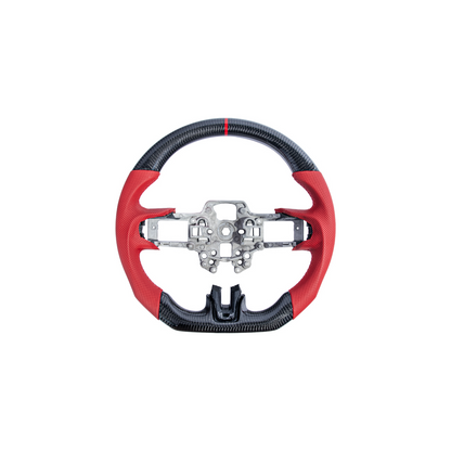 2015-23 Mustang Red Leather Red Stitching Carbon Fiber Steering Wheel image 13
