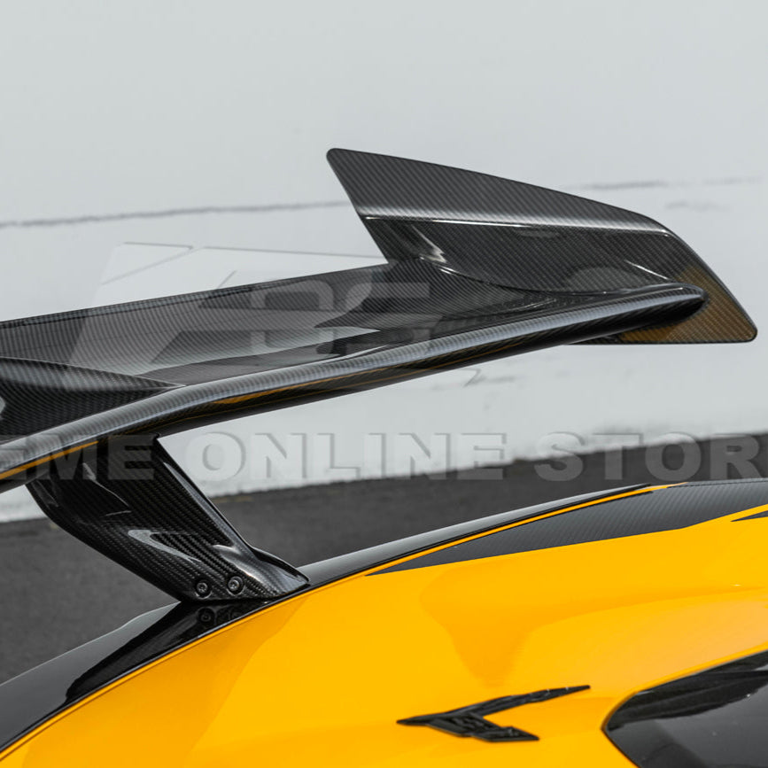 Corvette C8 ZR1 Style DRY CARBON FIBER Rear High Wing Spoiler Bracket image 15