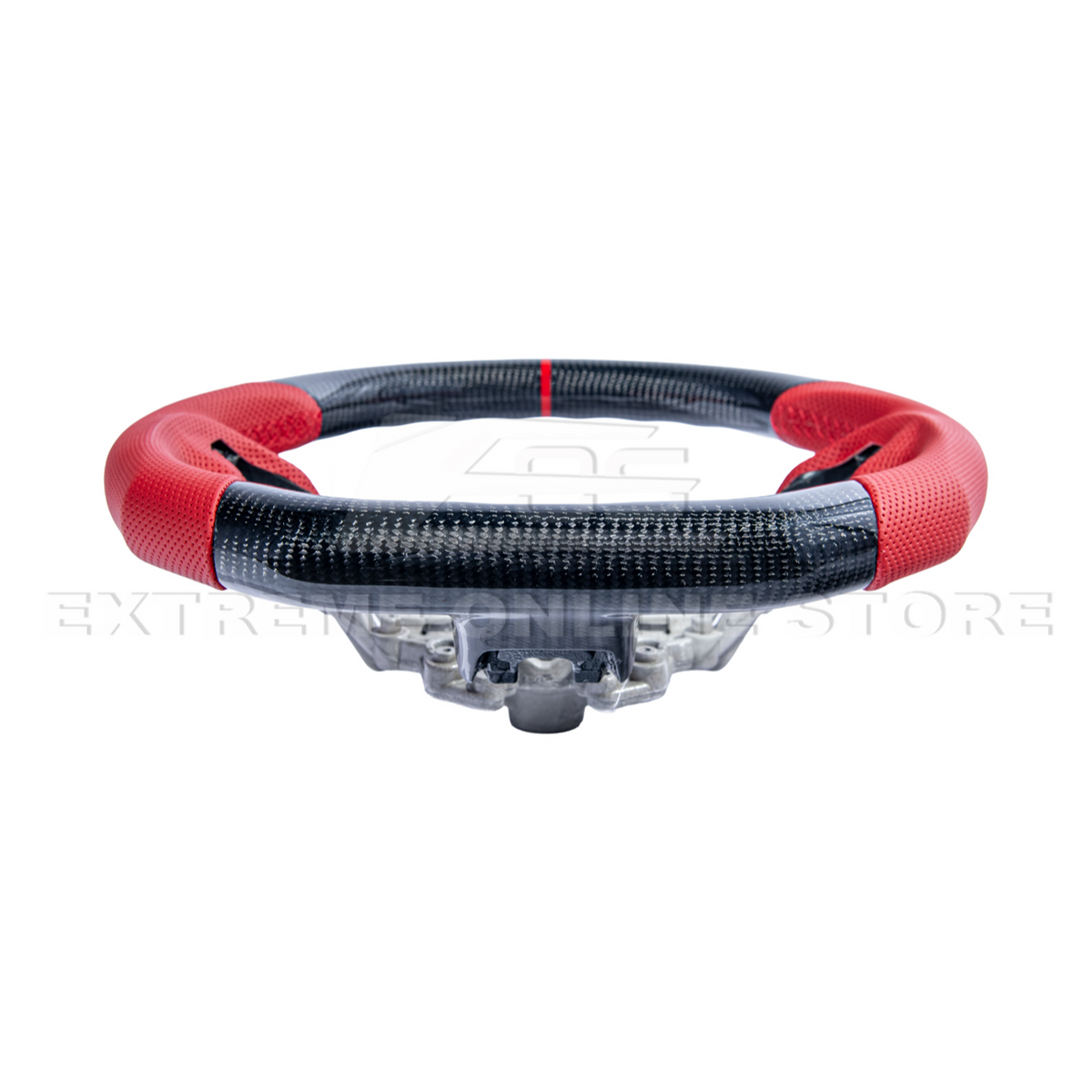 2015-23 Mustang Red Leather Red Stitching Carbon Fiber Steering Wheel image 15