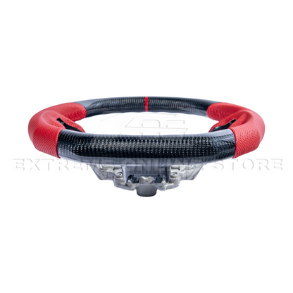 2015-23 Mustang Red Leather Red Stitching Carbon Fiber Steering Wheel image 15