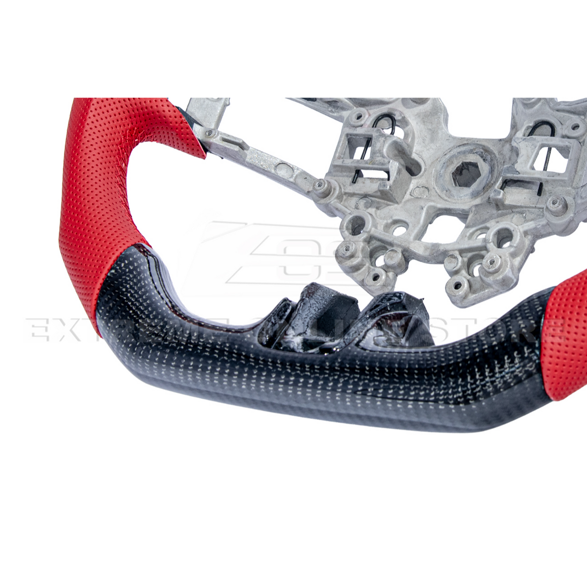 2015-23 Mustang Red Leather Red Stitching Carbon Fiber Steering Wheel image 18