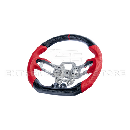 2015-23 Mustang Red Leather Red Stitching Carbon Fiber Steering Wheel image 19