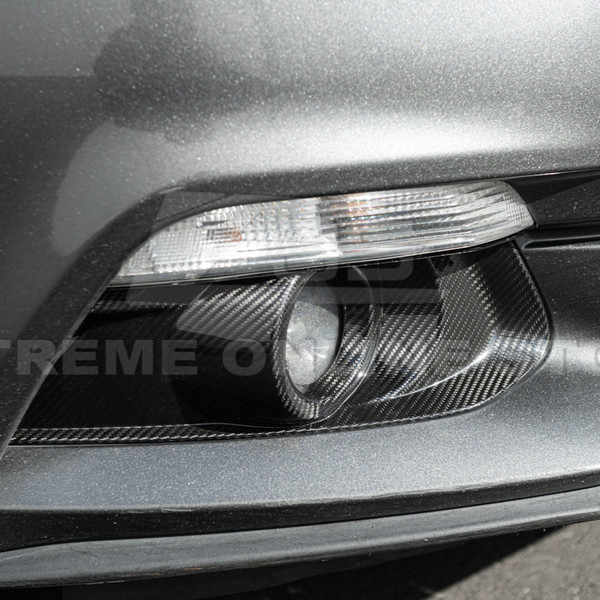 2015-17 Ford Mustang DRY CABON FIBER Front Bumper Fog Light Bezel Cover Pair image 8