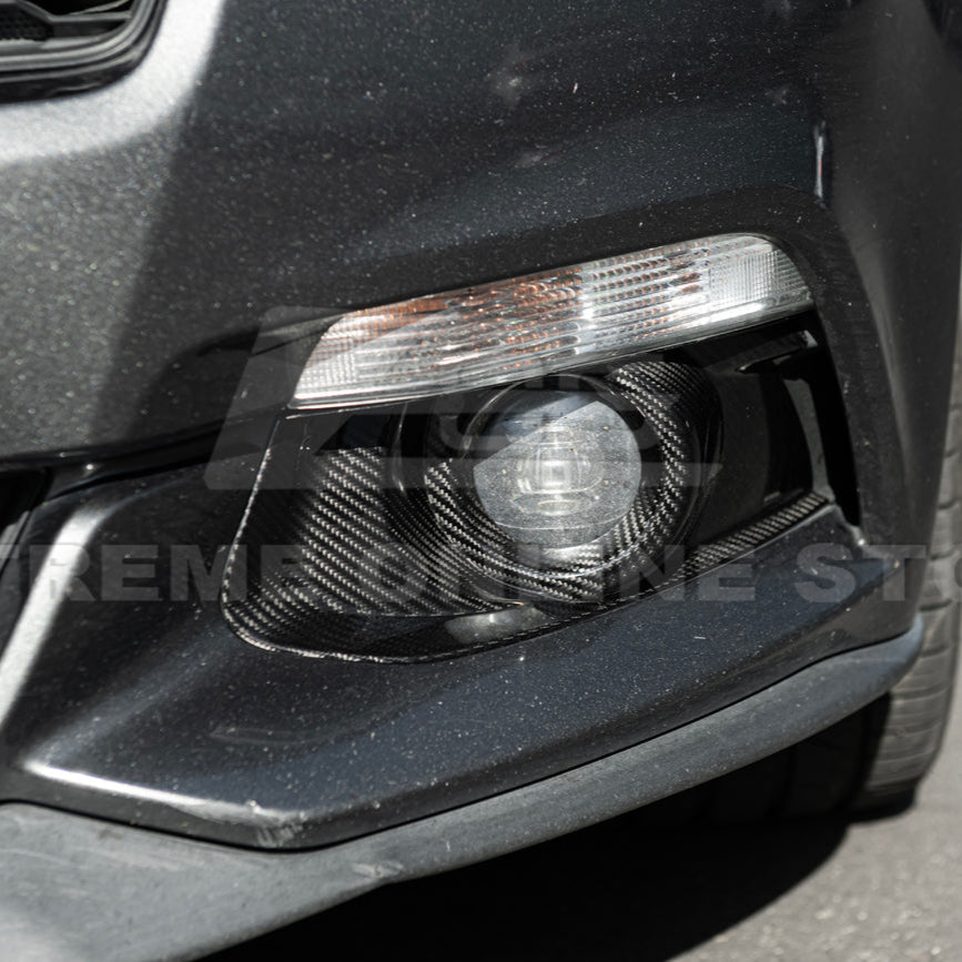 2015-17 Ford Mustang DRY CABON FIBER Front Bumper Fog Light Bezel Cover Pair image 10