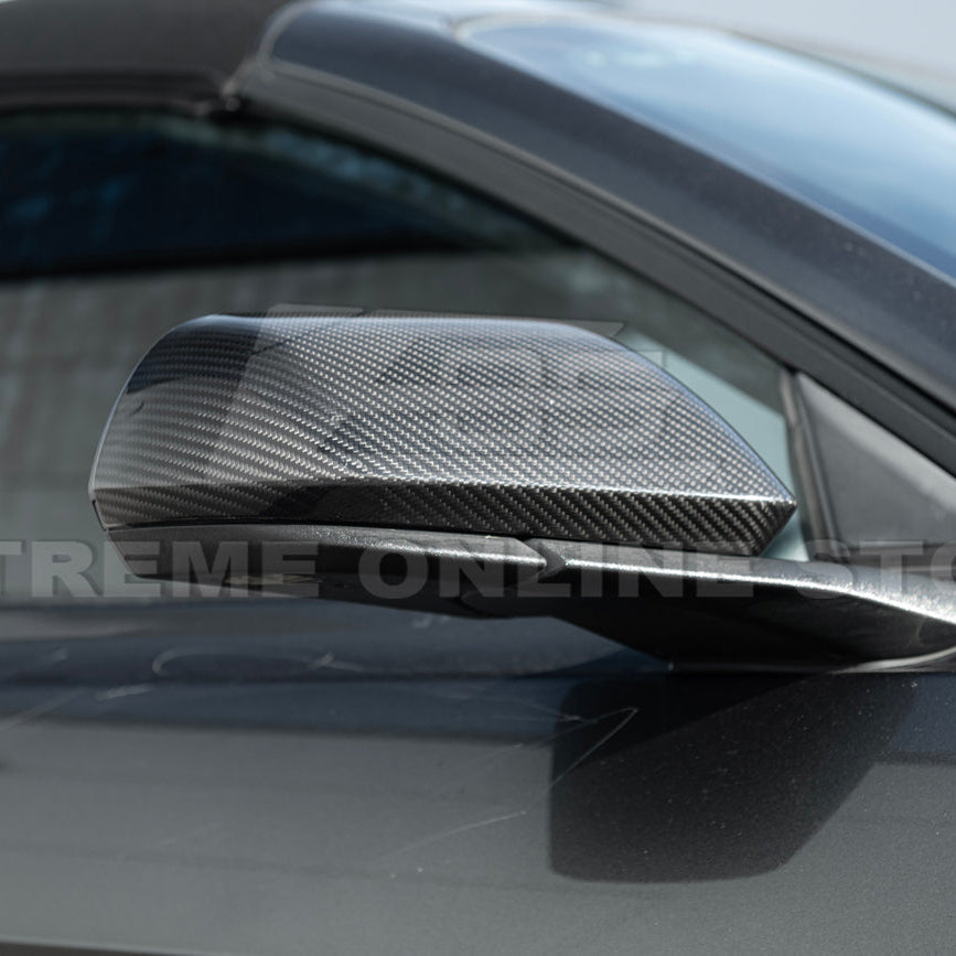 2015-23 Ford Mustang DRY CARBON FIBER Overlay Mirror Cap Cover Pair image 7