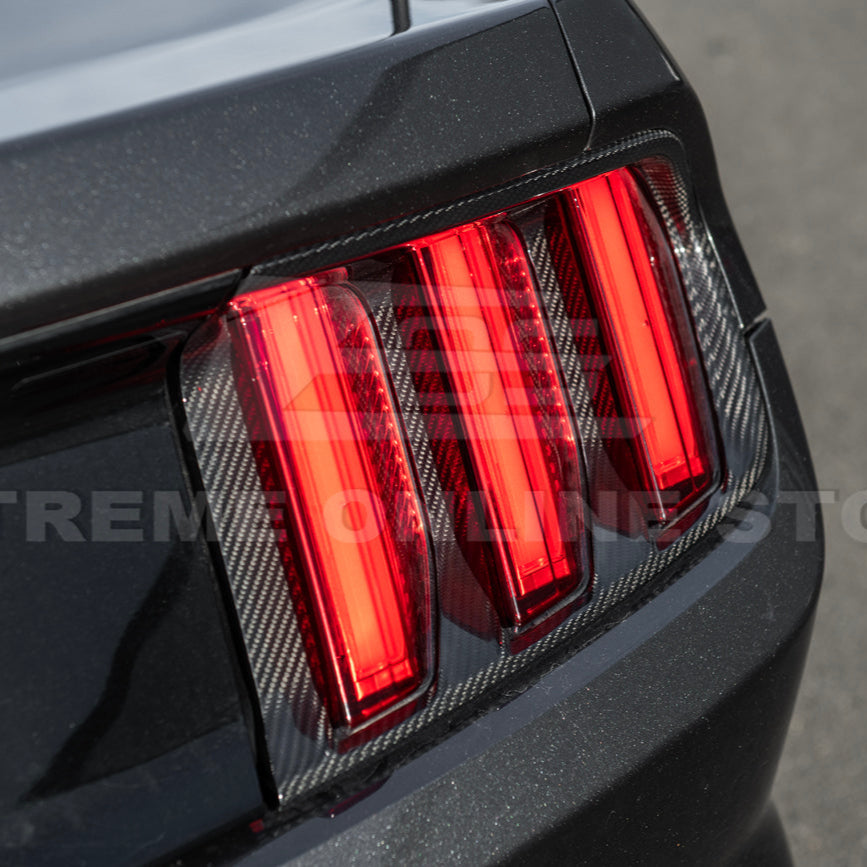 2015-17 Ford Mustang DRY CARBON FIBER Rear Tail Light Trim Bezel Cover Pair image 12