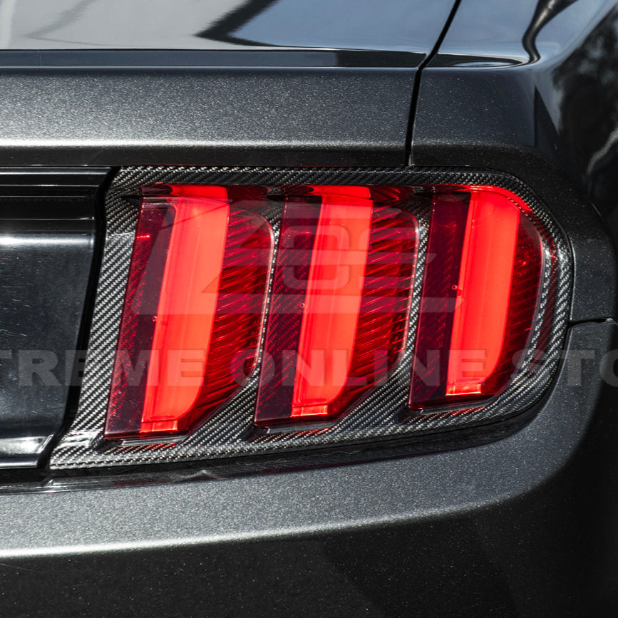 2015-17 Ford Mustang DRY CARBON FIBER Rear Tail Light Trim Bezel Cover Pair image 11