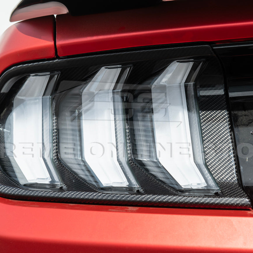 2018-23 Ford Mustang DRY CARBON FIBER Rear Tail Light Trim Bezel Cover Pair image 8