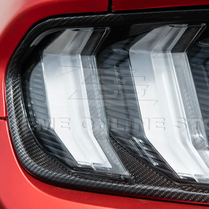 2018-23 Ford Mustang DRY CARBON FIBER Rear Tail Light Trim Bezel Cover Pair image 10