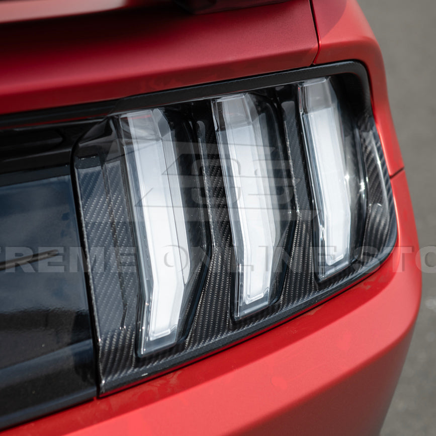 2018-23 Ford Mustang DRY CARBON FIBER Rear Tail Light Trim Bezel Cover Pair image 12