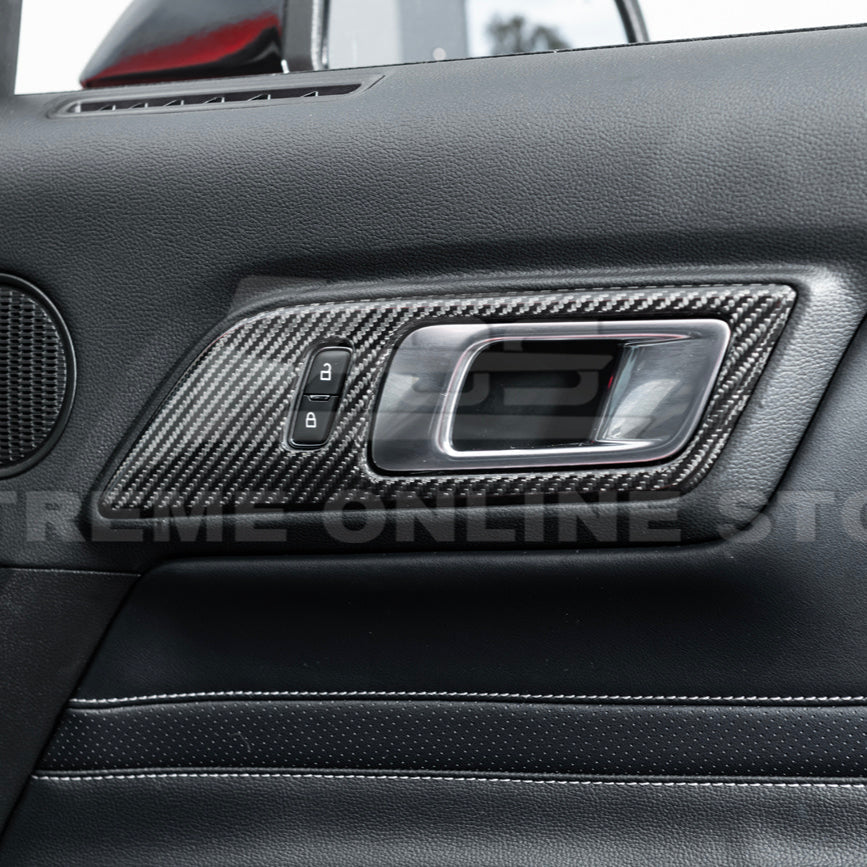 2015-Up Ford Mustang DRY CARBON FIBER Door Handle Panel Cover image 9