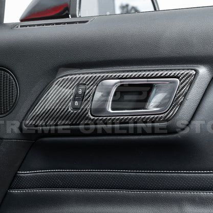 2015-Up Ford Mustang DRY CARBON FIBER Door Handle Panel Cover image 9