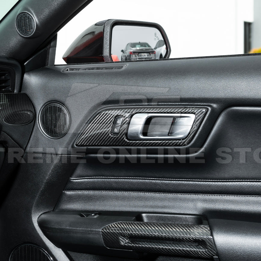 2015-Up Ford Mustang DRY CARBON FIBER Door Handle Panel Cover image 7