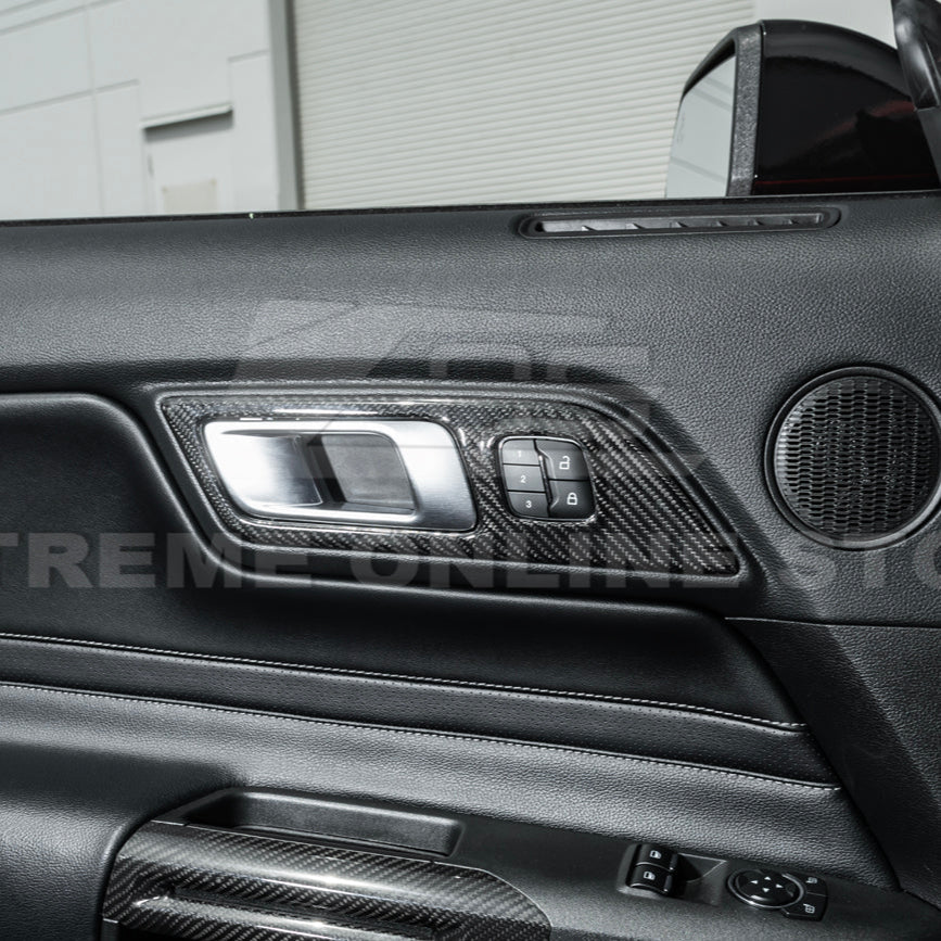 2015-Up Ford Mustang DRY CARBON FIBER Door Handle Panel Cover image 6