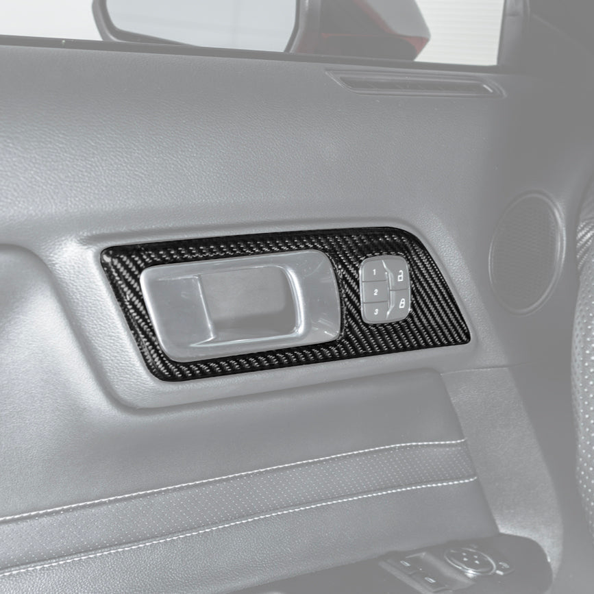 2015-Up Ford Mustang DRY CARBON FIBER Door Handle Panel Cover image 2