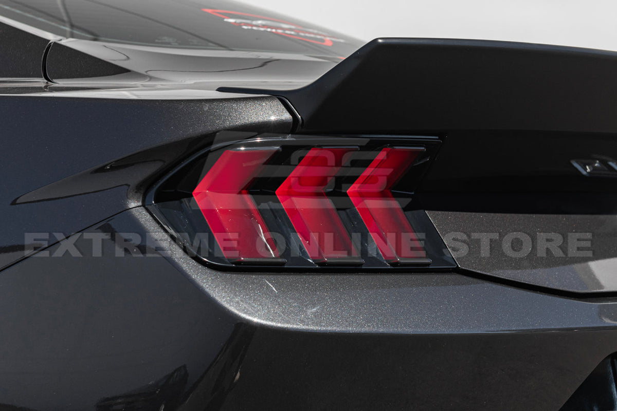 2024-Up Mustang Smoke Tinted Rear Tail Light Trim Bezel Cover image 7