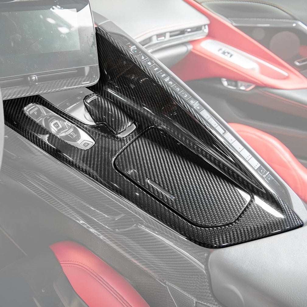 Corvette C8 DRY CARBON FIBER Center Console w/ Switch Trim Cover image 1