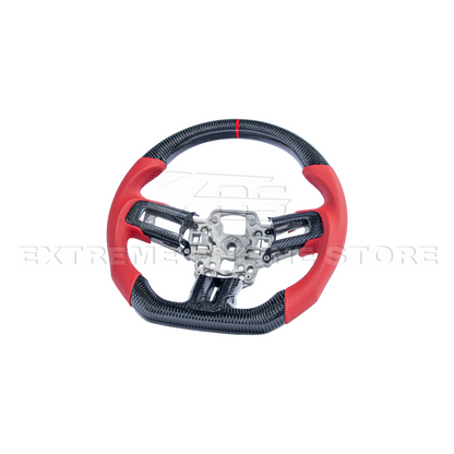 2015-23 Mustang Red Leather Red Stitching Carbon Fiber Steering Wheel image 23