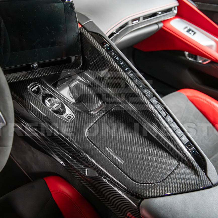 Corvette C8 DRY CARBON FIBER Center Console w/ Switch Trim Cover image 6