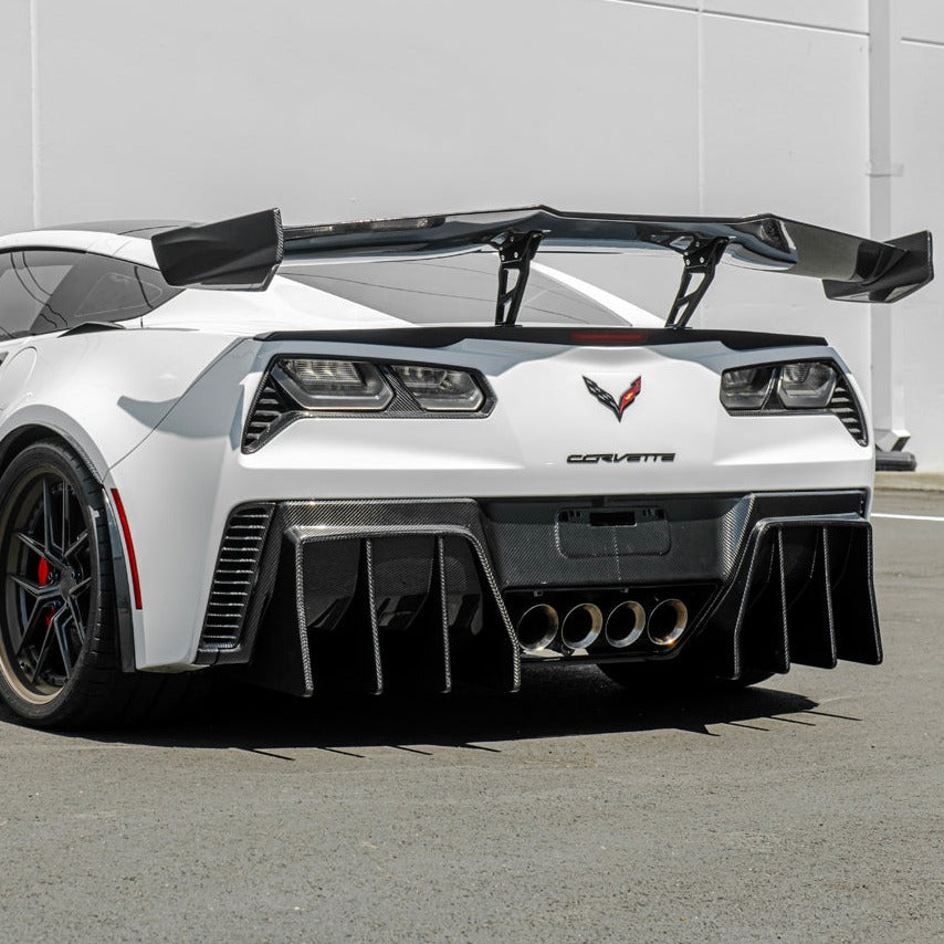 Corvette C7 Track Package Rear Bumper Finned Diffuser image 3