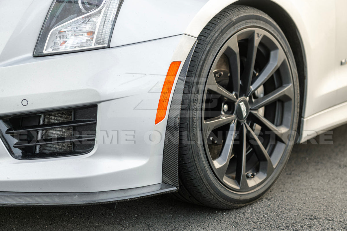 2016-19 Cadillac ATS-V Track Package Dry carbon Fiber Front Lip Side Wheel Arch image 9