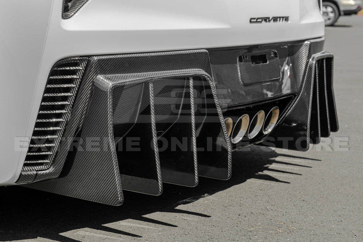Corvette C7 Track Package Rear Bumper Finned Diffuser image 8