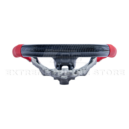 2015-23 Mustang Red Leather Red Stitching Carbon Fiber Steering Wheel image 5