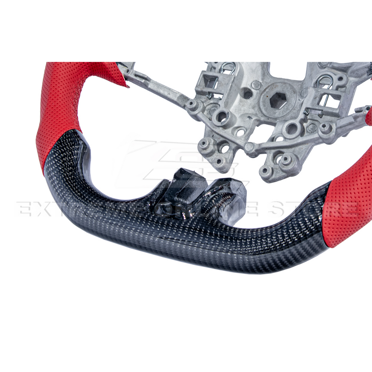 2015-23 Mustang Red Leather Red Stitching Carbon Fiber Steering Wheel image 8